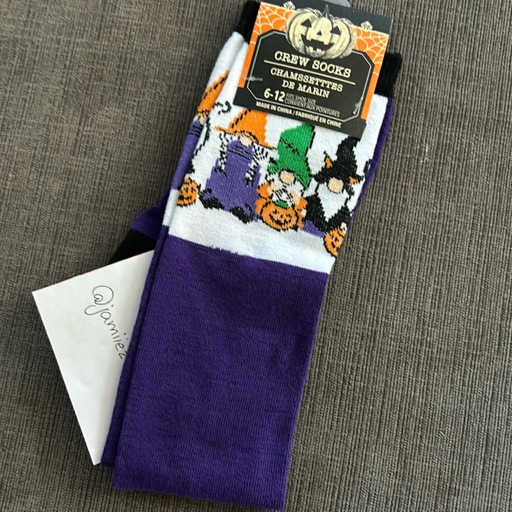 Halloween Gnome Crew Socks 6-12